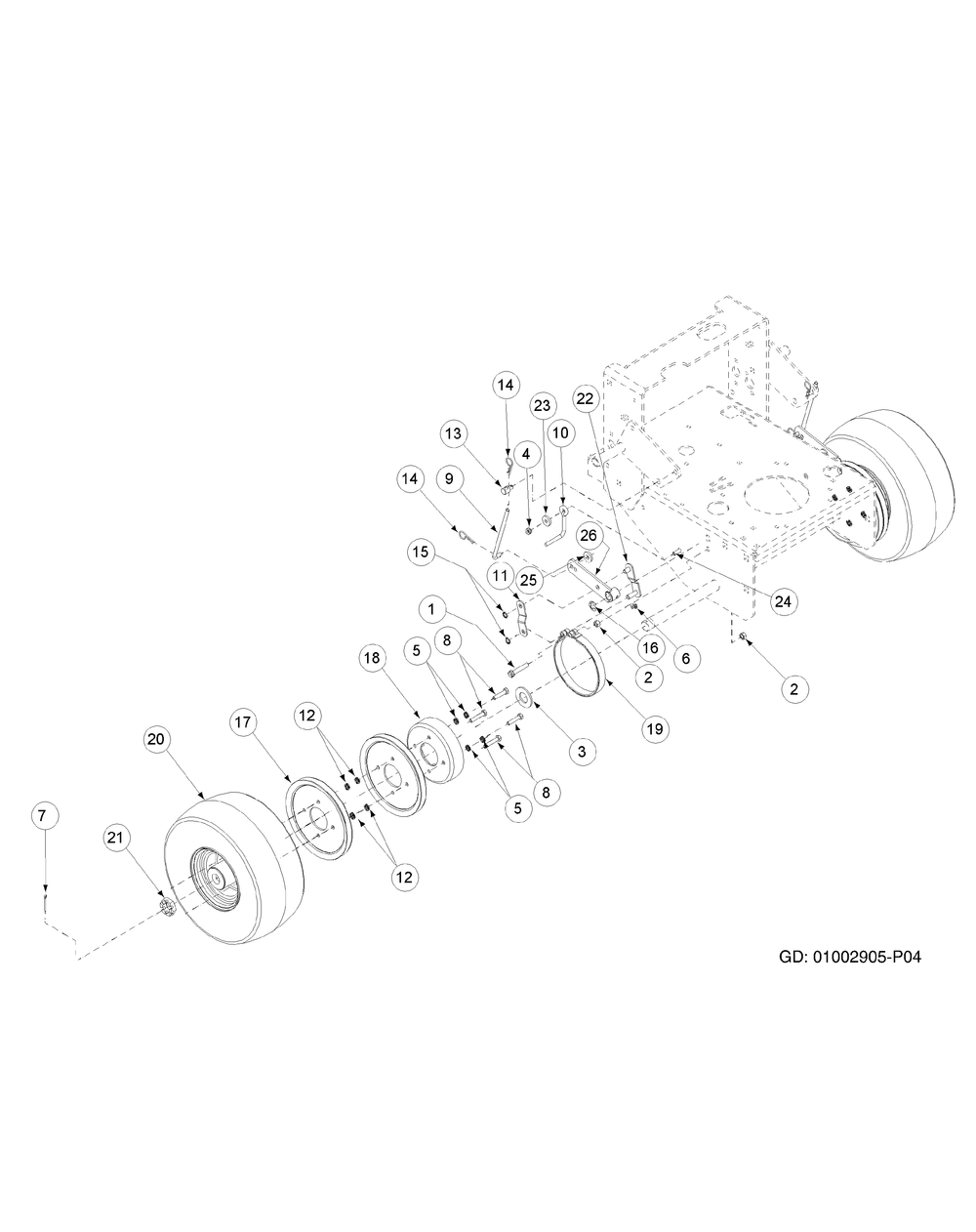 Brake Assembly Standard Track Diagram and Parts List for G1332 55AI5GMQ750-WAM Cub Cadet Lawn Mower